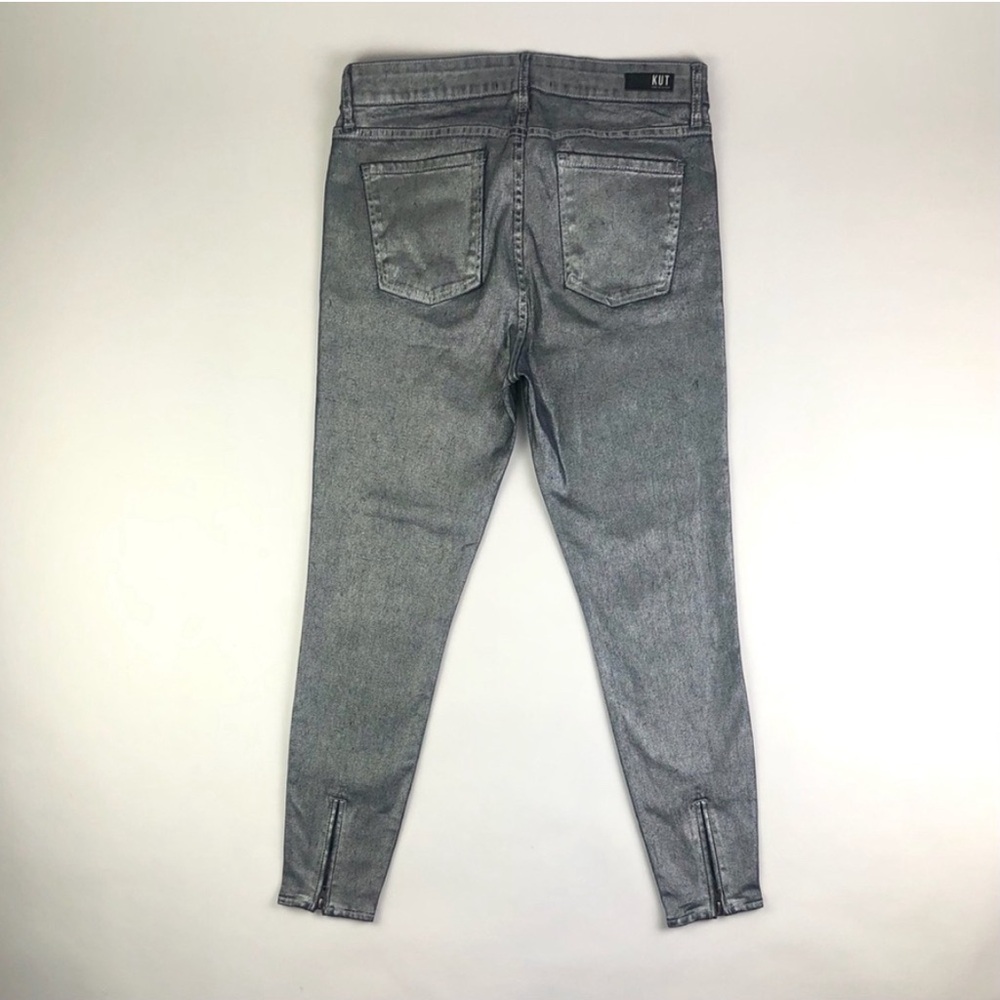 Kut From The Kloth Pants 8 Connie Ankle Zip Silver NWT Skinny Stretch New - Picture 16 of 16